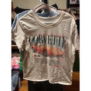 GM Chevrolet Stingray Corvette T-Shirt Womens L Red 1976 Graphic Top Racing Logo